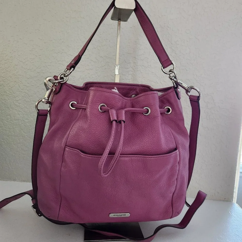 Coach Avery Purple Leather Shoulder Bag Handbag